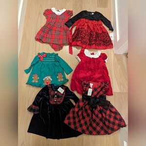 Lot of 6 Christmas Dresses NWT Size 18 months and 2T